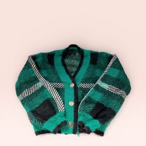 Anthropologie English Factory Plaid Cardigan Sweater, S